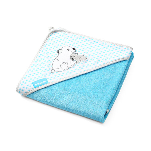 BabyOno fürdőlepedő kapucnis 100x100cm bambusz Jegesmedve